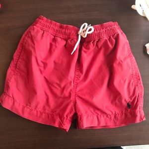Red Ralph Lauren swim trunks